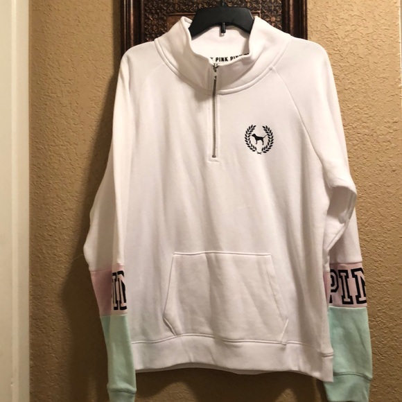 RARE HTF PINK Victoria’s Secret cowl neck pullover Top. White, pink & mint green - Picture 1 of 14